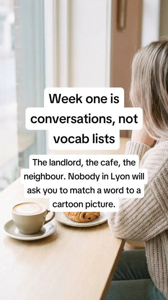 Slide 2: Week one is conversations, not vocab lists
